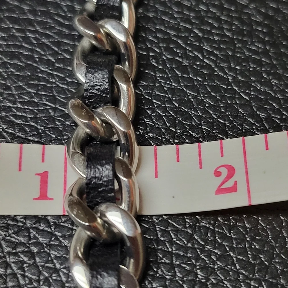 Signed Edforce Sheepskin Leather Stainless Steel Link Toggle Bracelet 30.3 gr. - Picture 3 of 5